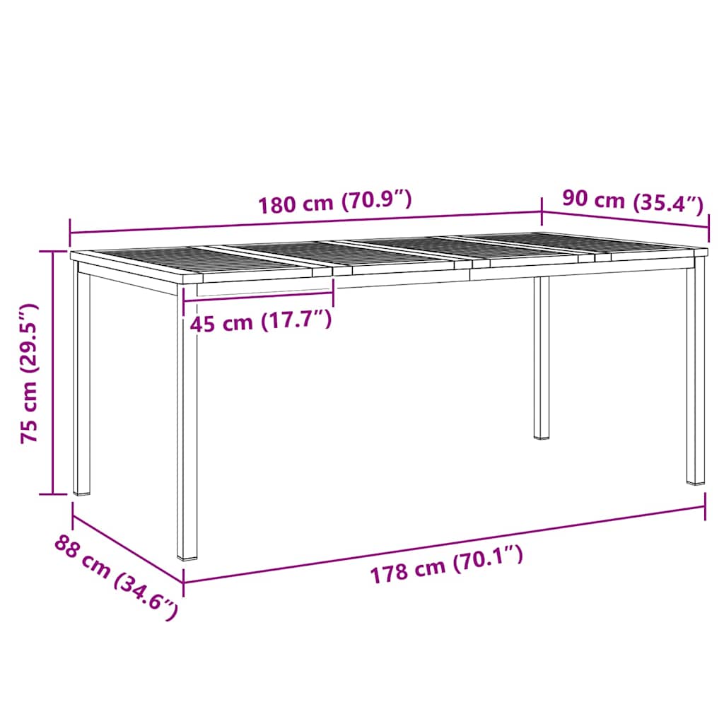 TrpezarijskiStol Smeđa 180 x 90 x 75 cm Čvrsto teak drvo