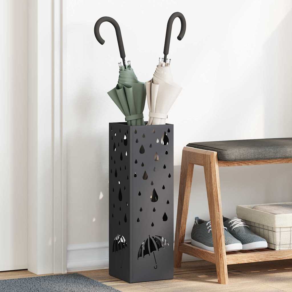 Stalak za kišobran s pohranom Crna 15,5 x 15,5 x 49 cm Metal
