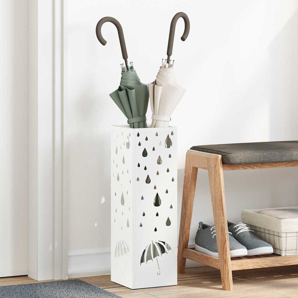 Stalak za kišobran s pohranom Bijelo 15,5 x 15,5 x 49 cm Metal