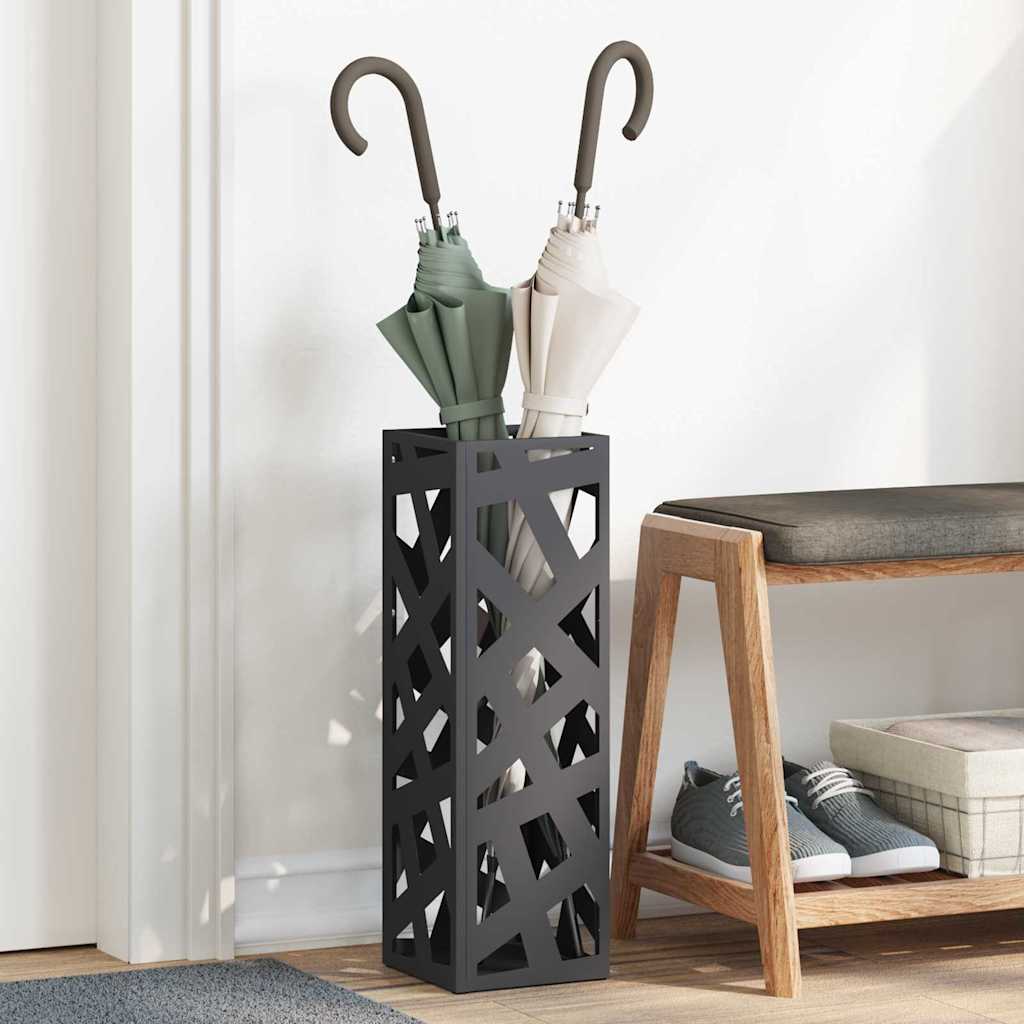 Stalak za kišobran s pohranom Crna 15,5 x 15,5 x 49 cm Metal