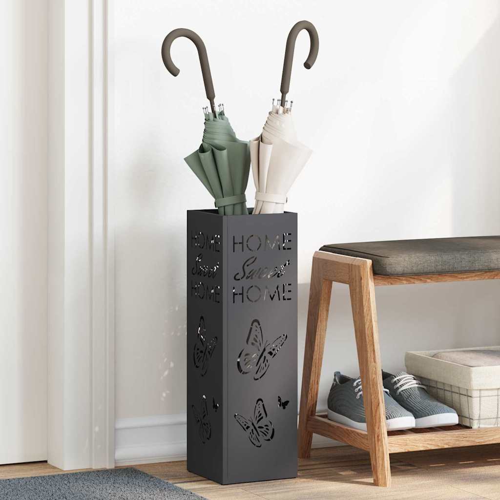 Stalak za kišobran s pohranom Crna 15,5 x 15,5 x 49 cm Metal