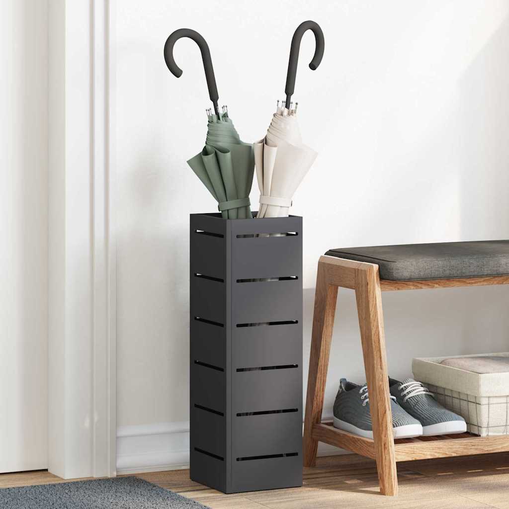 Stalak za kišobran s pohranom Crna 15,5 x 15,5 x 49 cm Metal