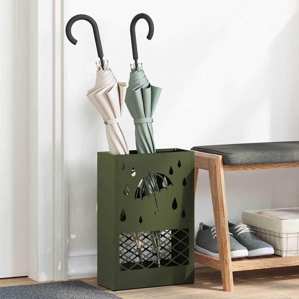 Stalak za kišobran Maslinovo zelena 28 x 12 x 41 cm Čelik