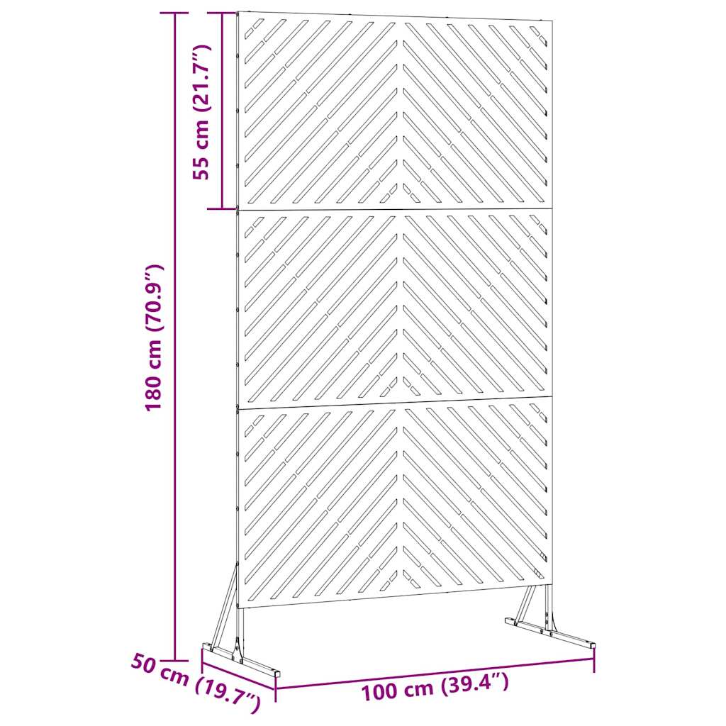Zaslon za privatnost Antracit 100 x 50 x 180 cm Čelik