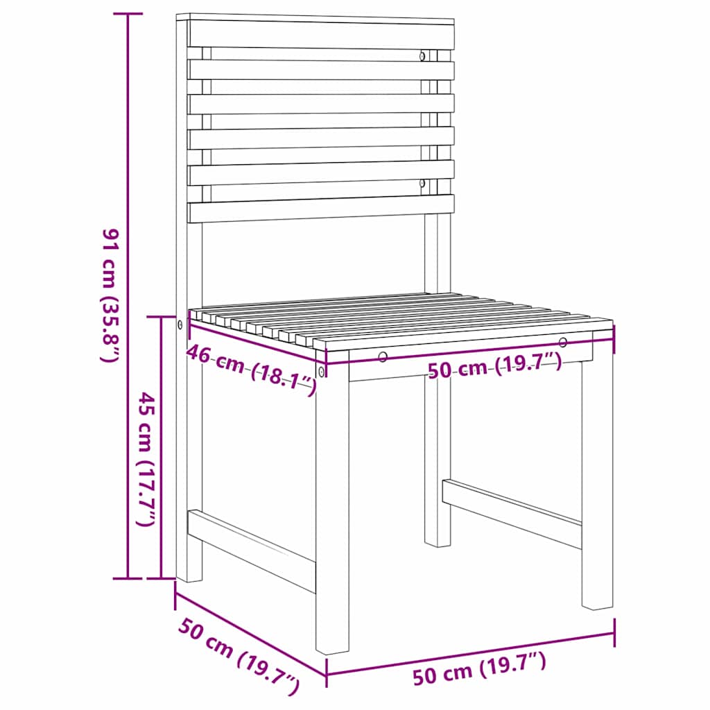 Vrtna stolica 2 pcs Smeđa 50 x 50 x 91cm Čvrsto drvo akacije