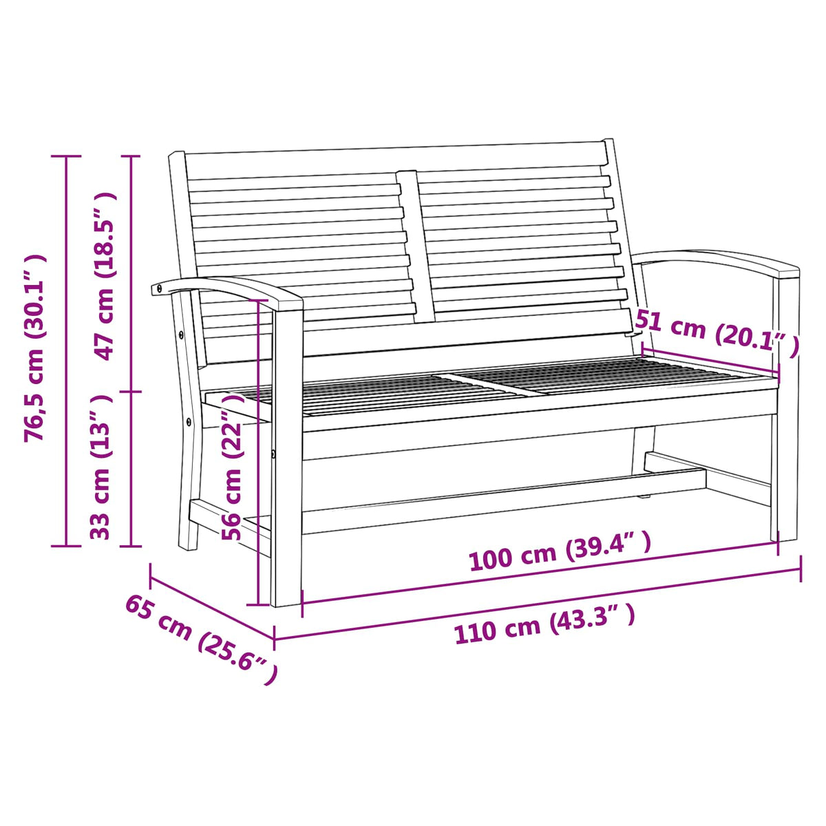 klupa Smeđa 110 x 65 x 76,5 cm Čvrsto teak drvo