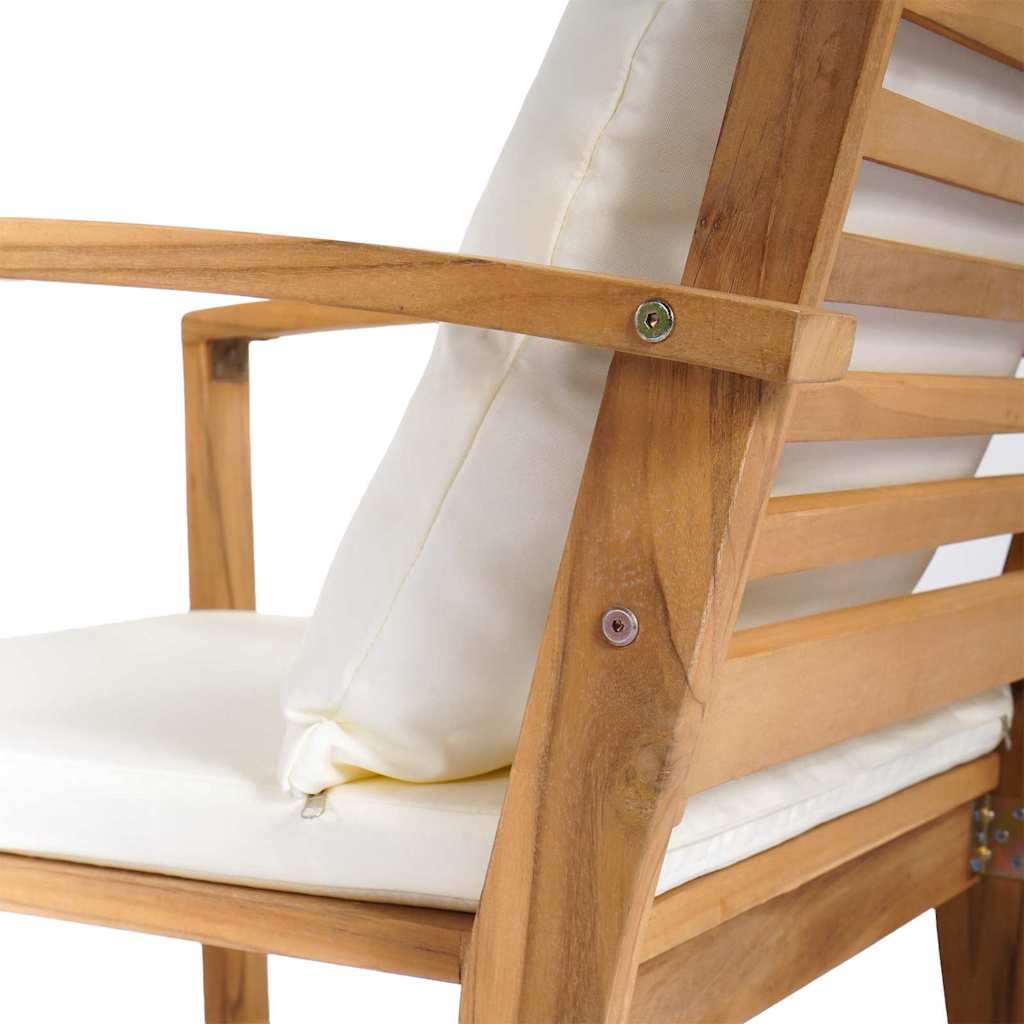 klupa s jastukom Smeđa i krem 110 x 66 x 76 cm Čvrsto teak drvo