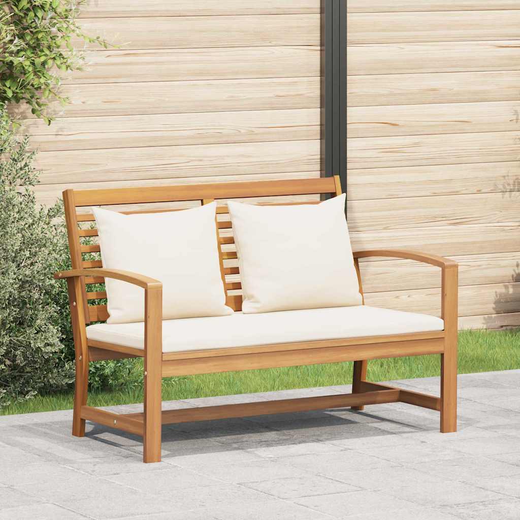 klupa s jastukom Smeđa i krem 110 x 66 x 76 cm Čvrsto teak drvo