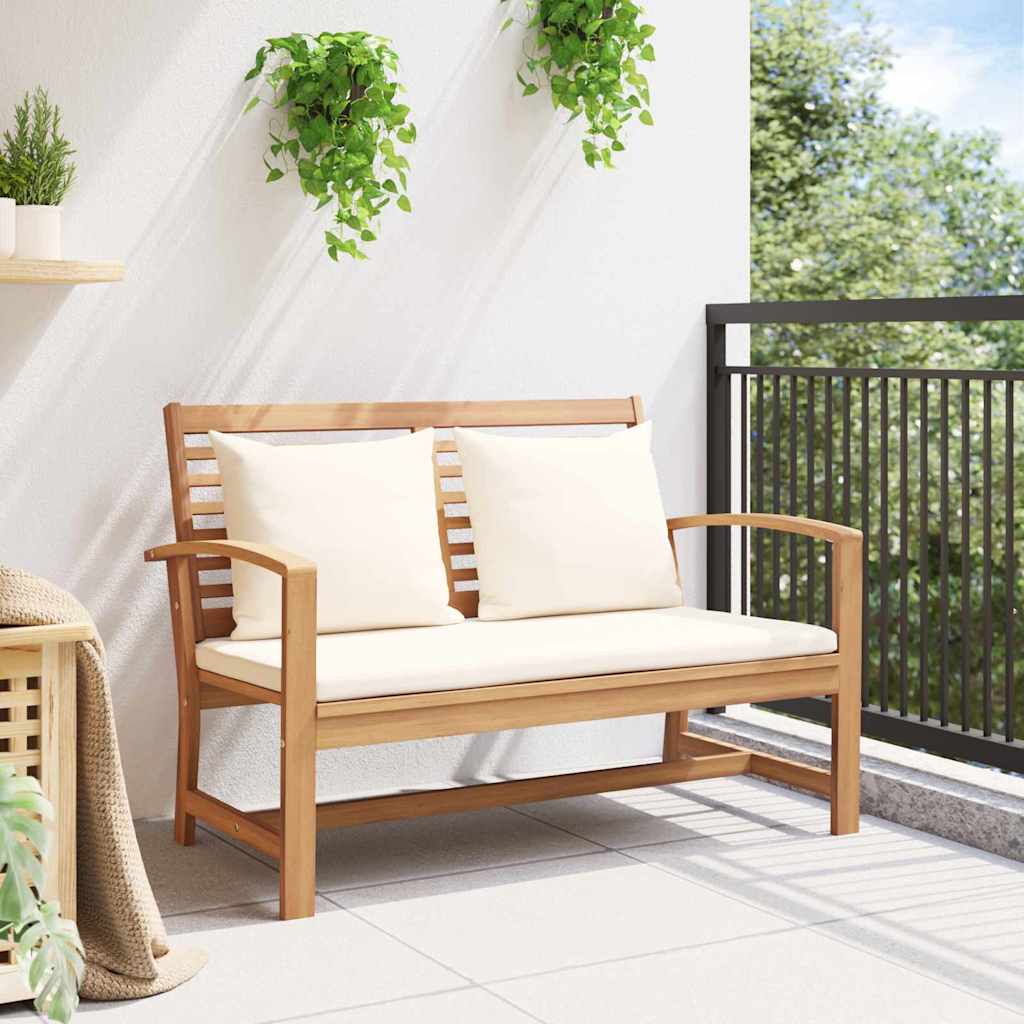 klupa s jastukom Smeđa i krem 110 x 66 x 76 cm Čvrsto teak drvo