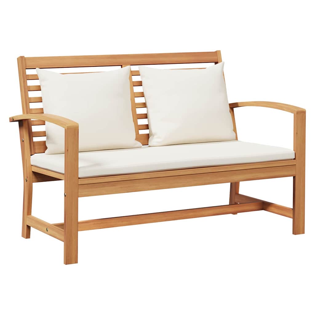 klupa s jastukom Smeđa i krem 110 x 66 x 76 cm Čvrsto teak drvo