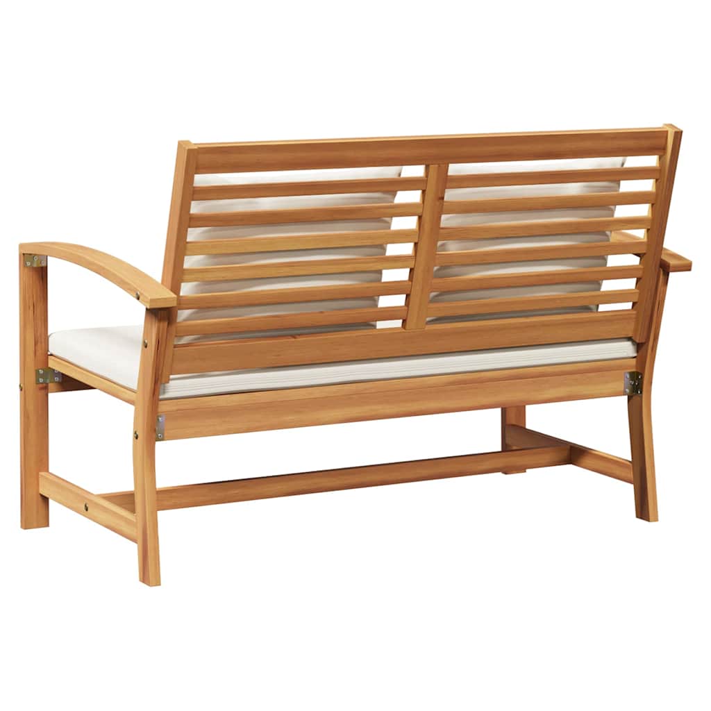 klupa s jastukom Smeđa i krem 110 x 66 x 76 cm Čvrsto teak drvo