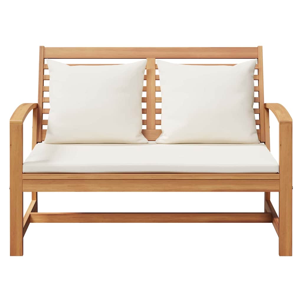 klupa s jastukom Smeđa i krem 110 x 66 x 76 cm Čvrsto teak drvo