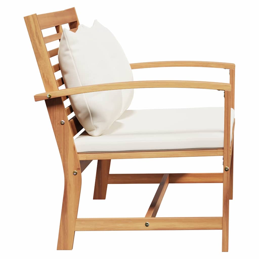 klupa s jastukom Smeđa i krem 110 x 66 x 76 cm Čvrsto teak drvo