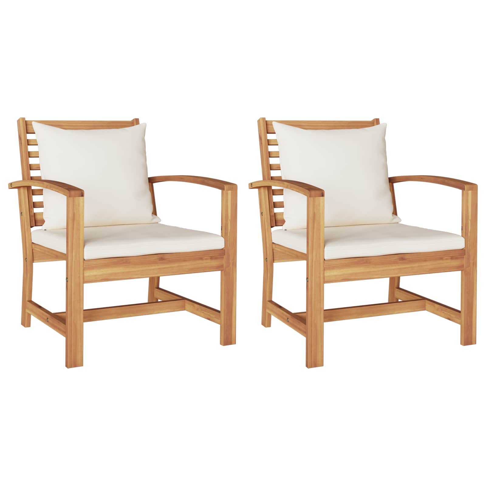 Stolica 2 Komad Smeđa i krem 65 x 60 x 76,5 cm Čvrsto teak drvo