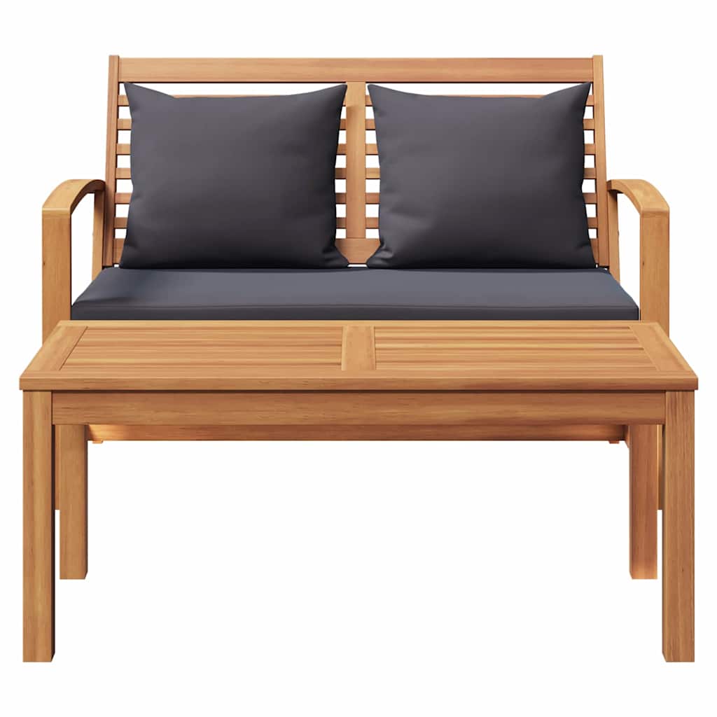 klupa Smeđa i tamno siva 110 x 66 x 76 cm Čvrsto teak drvo