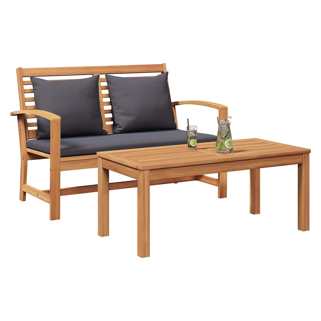 klupa Smeđa i tamno siva 110 x 66 x 76 cm Čvrsto teak drvo