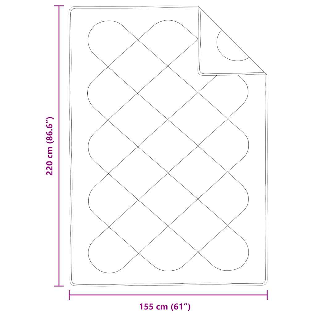Poplun Bijelo 220 x 155 x 4 cm Poliester