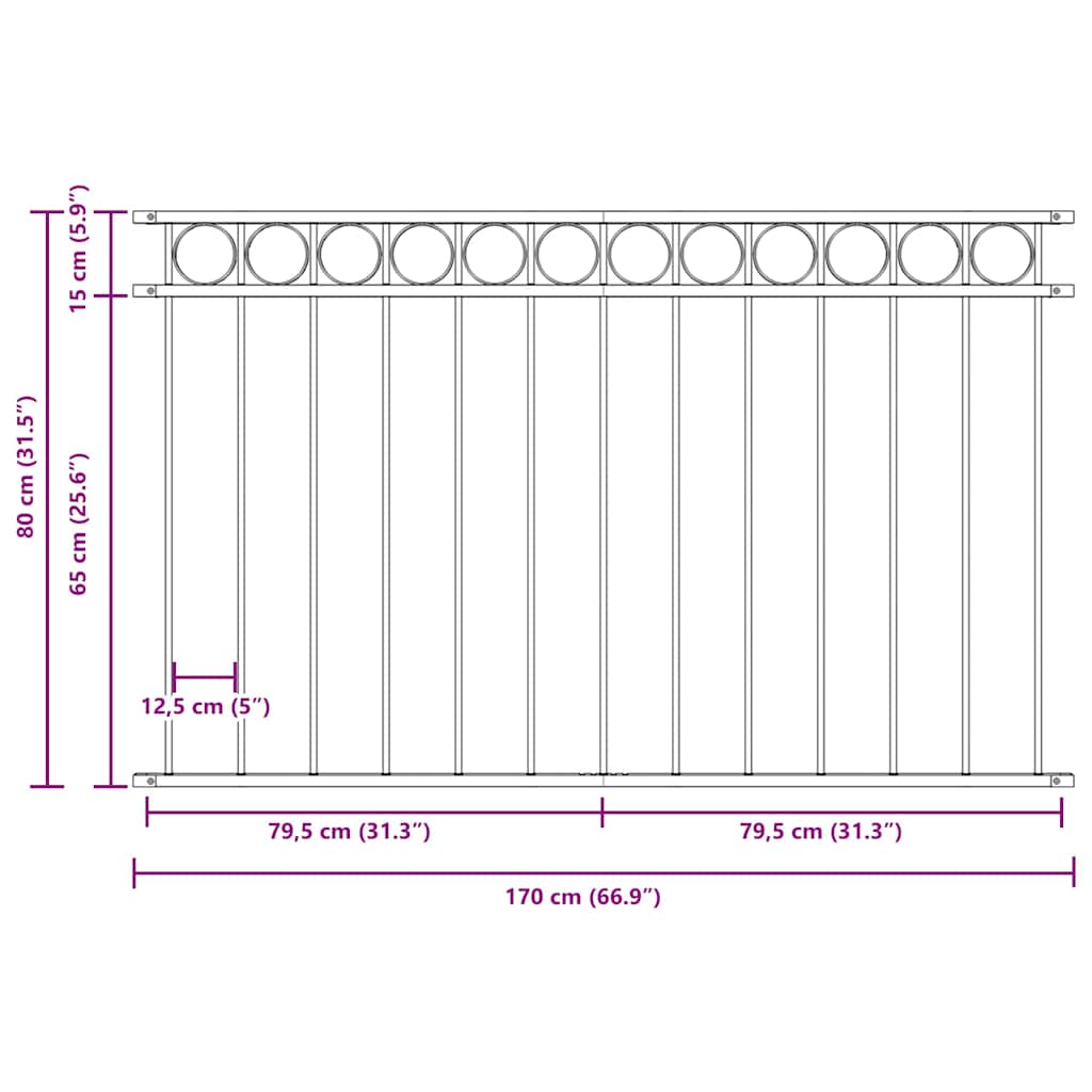Element Ograde ASSEN Siva 170 x 80 cm Čelik