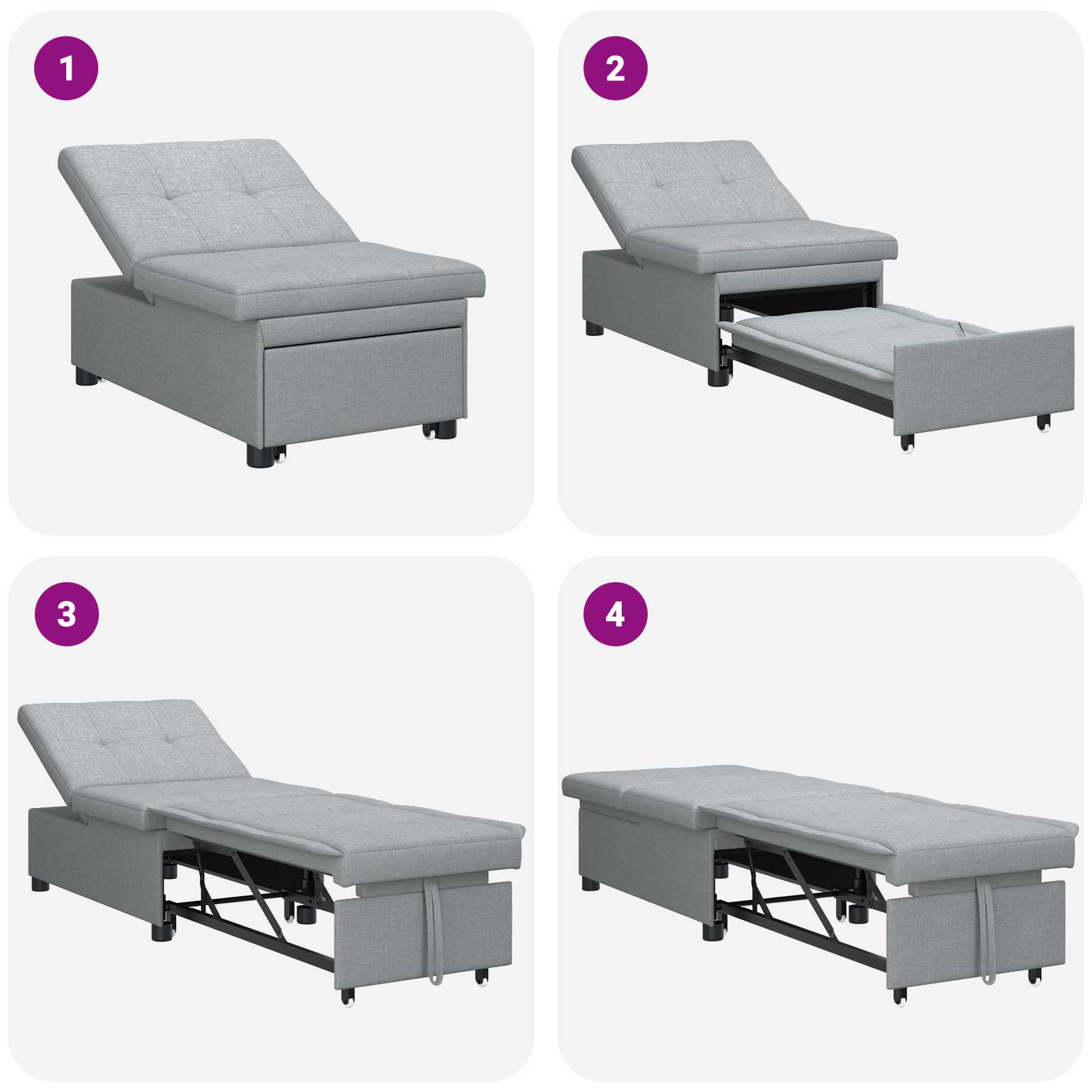 Krevet-sofa na razvlačenje Svijetlo siva 194 x 50 x 82 cm