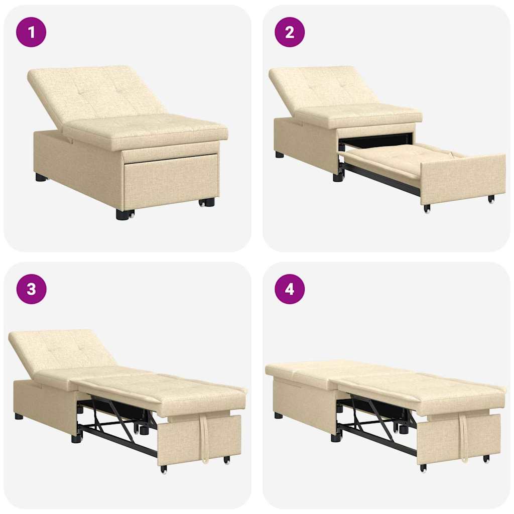 Krevet-sofa na razvlačenje Krema 194 x 50 x 82 cm tkanina
