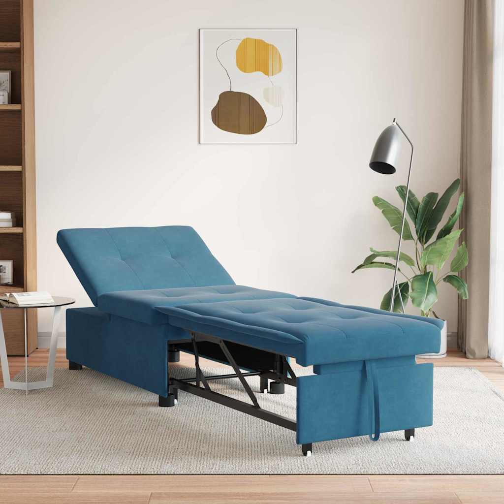 Krevet na razvlačenje Plava 194 x 67 x 82 cm Baršun