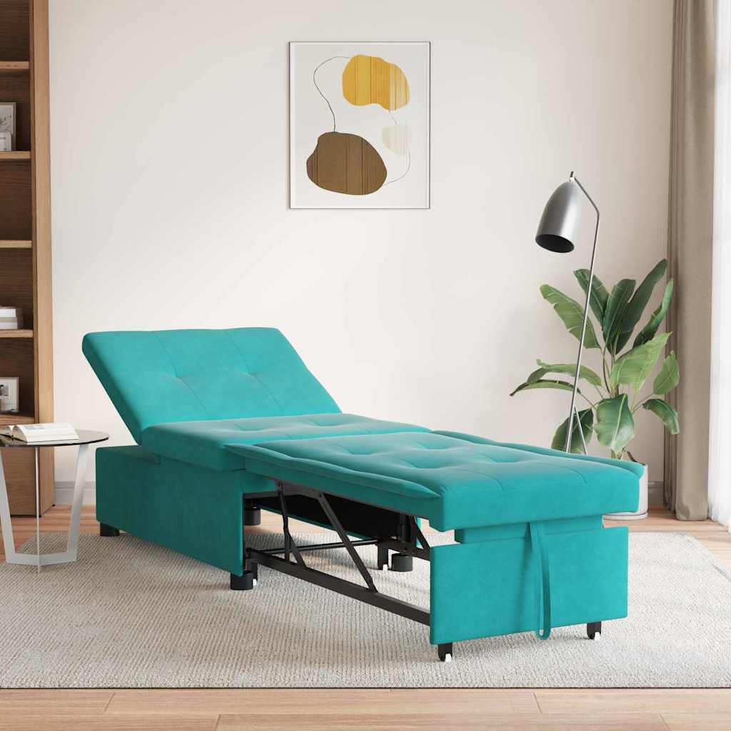 Krevet na razvlačenje Tirkizna 194 x 67 x 82 cm Baršun