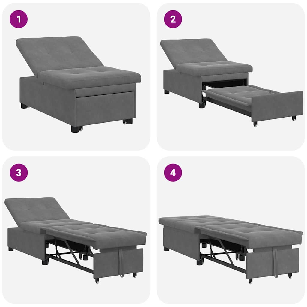 Krevet-sofa na razvlačenje Tamno siva 194 x 67 x 82 cm