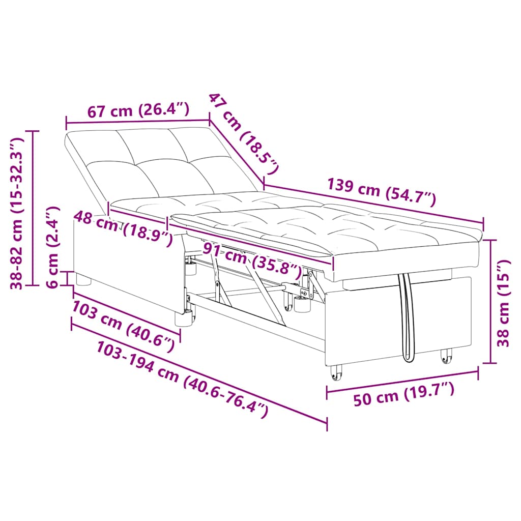 Krevet-sofa na razvlačenje Tamno siva 194 x 67 x 82 cm