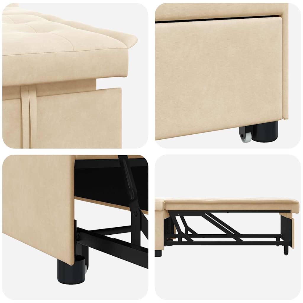 Krevet-sofa na razvlačenje Krema 194 x 67 x 82 cm Mikrovlakna