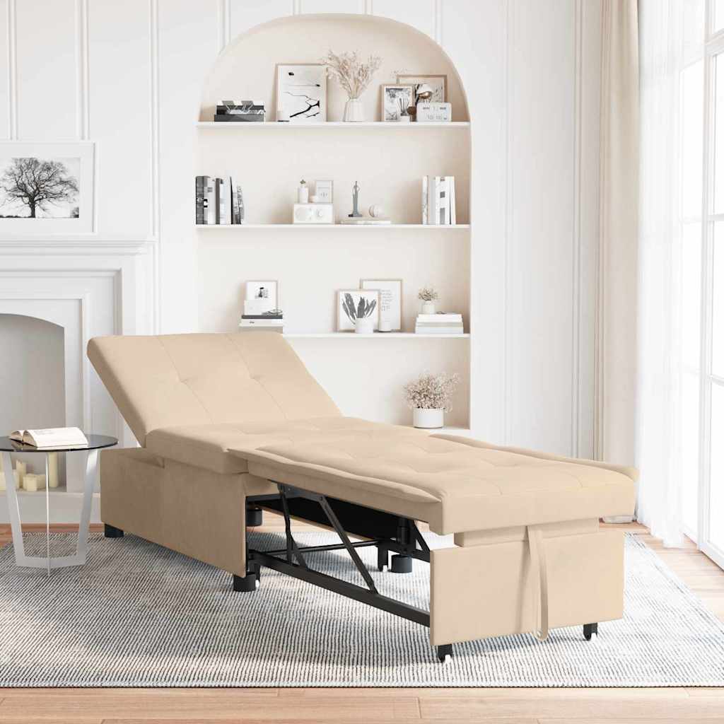 Krevet-sofa na razvlačenje Krema 194 x 67 x 82 cm Mikrovlakna
