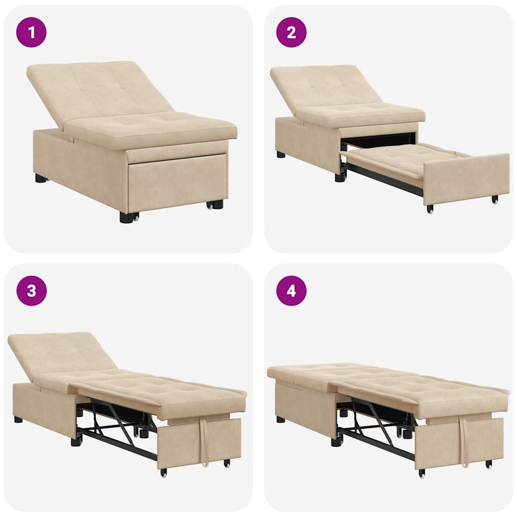 Krevet-sofa na razvlačenje Krema 194 x 67 x 82 cm Mikrovlakna
