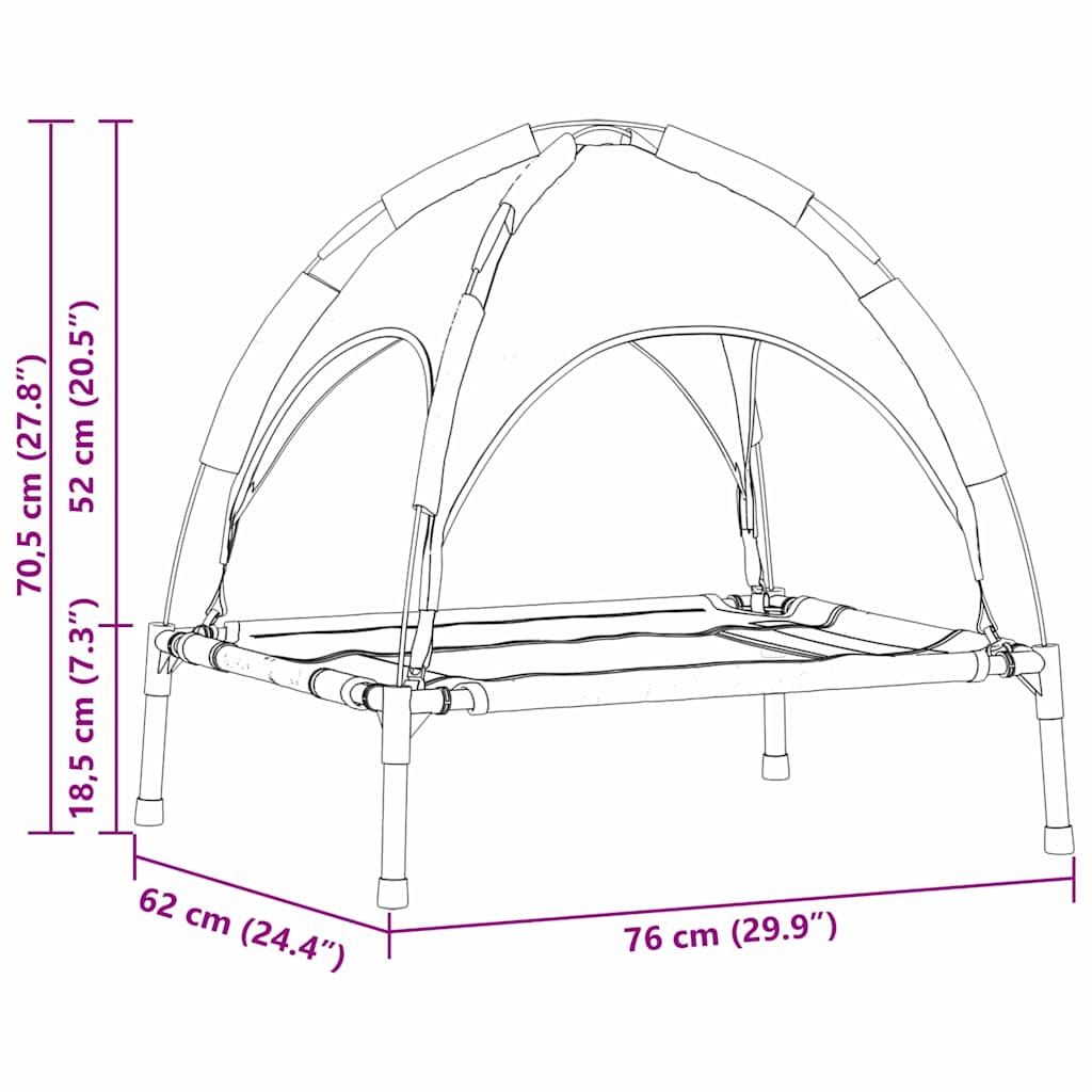 Krevet za psa Srebrno Siva 76 x 62 x 70,5 cm Čelik