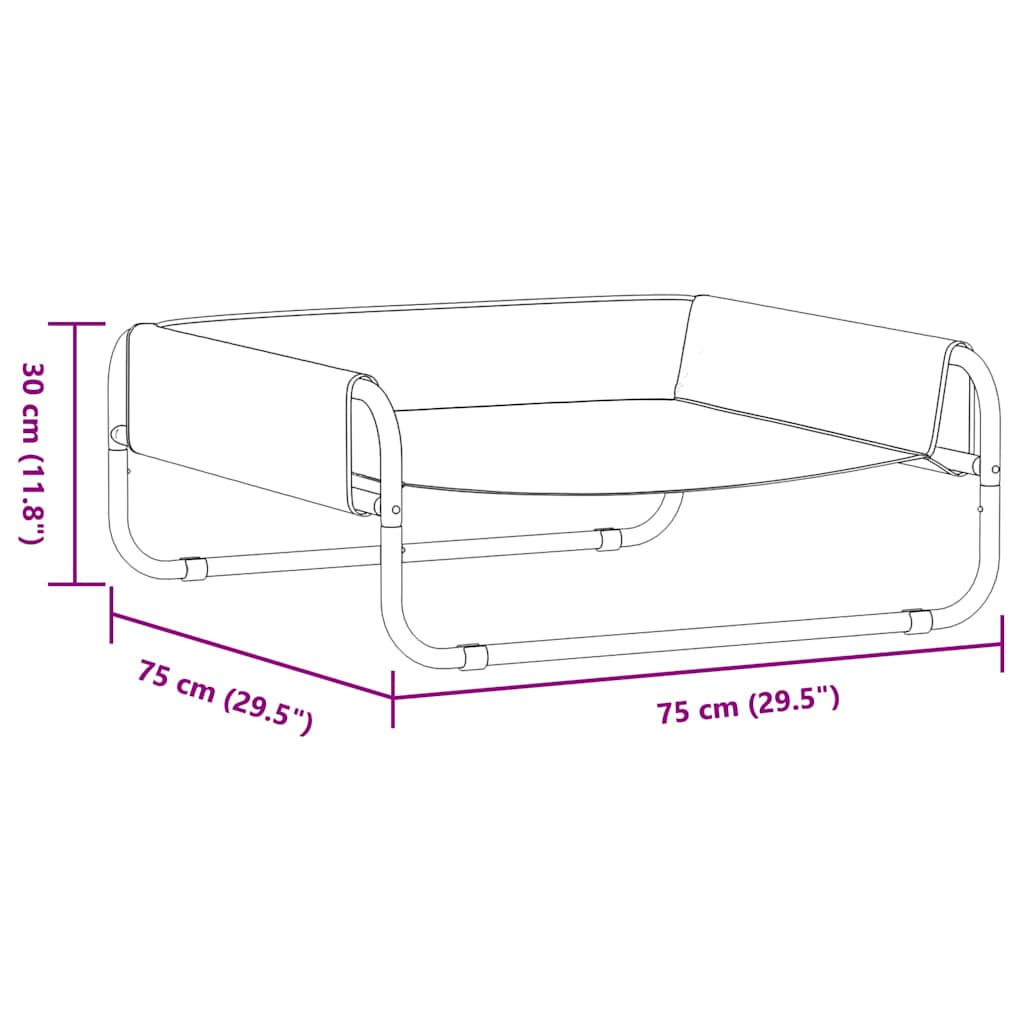 Krevet za psa Crna 75 x 75 x 30 cm Čelik