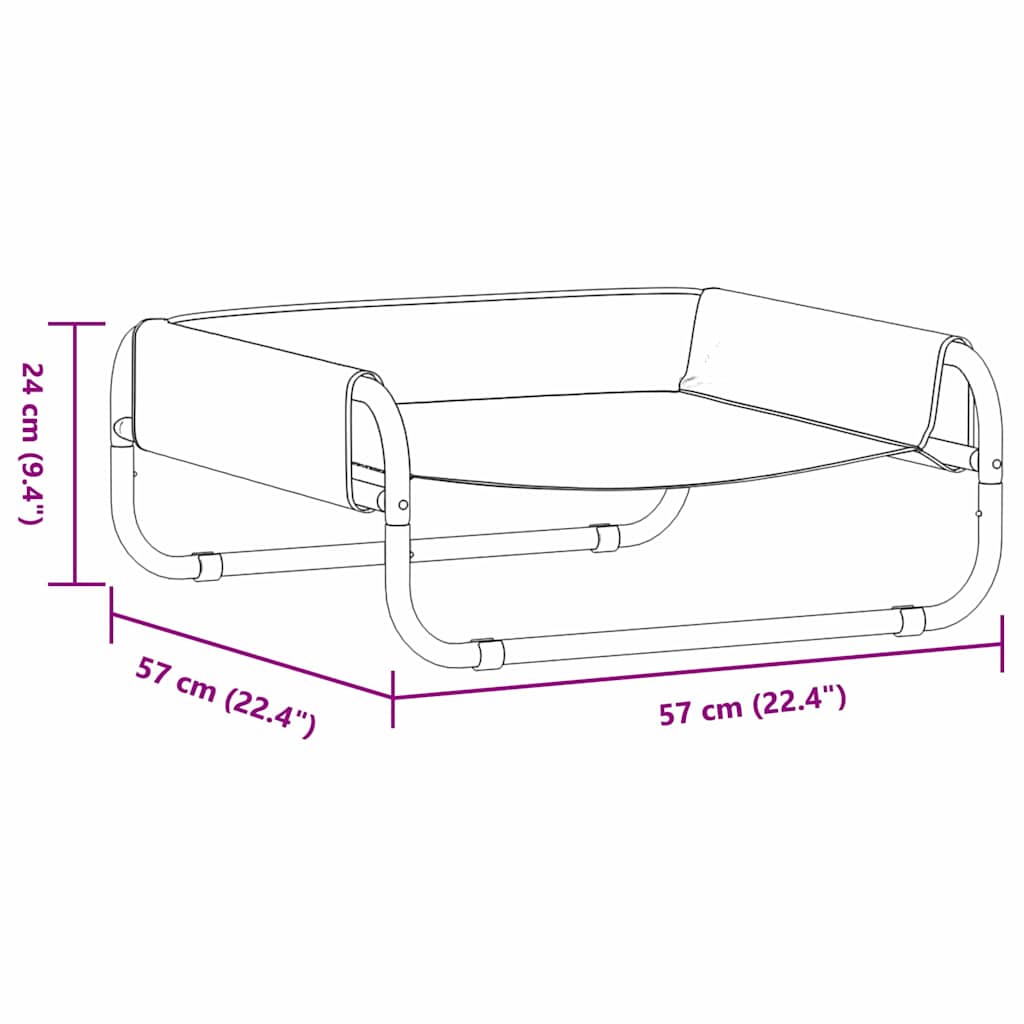Krevet za psa Svijetlo siva 57 x 57 x 24 cm Čelik