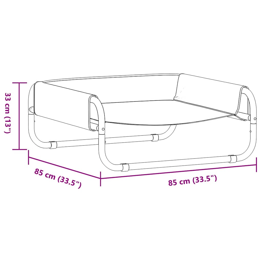 Krevet za psa Svijetlo siva 85 x 85 x 33 cm Čelik