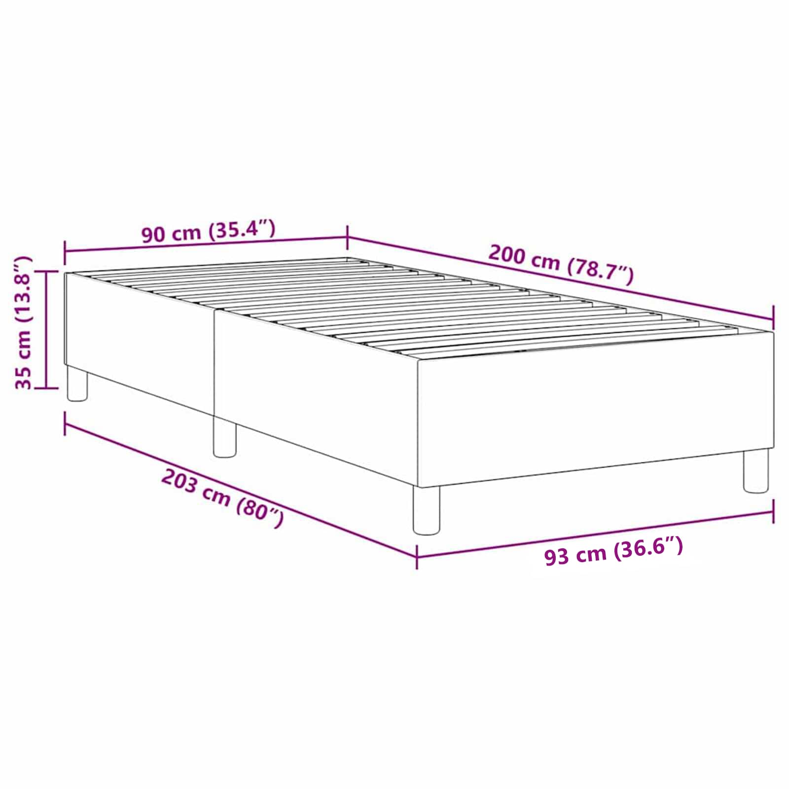 Krevetna platforma Tamno siva 90 x 200 cm Kordura tekstil