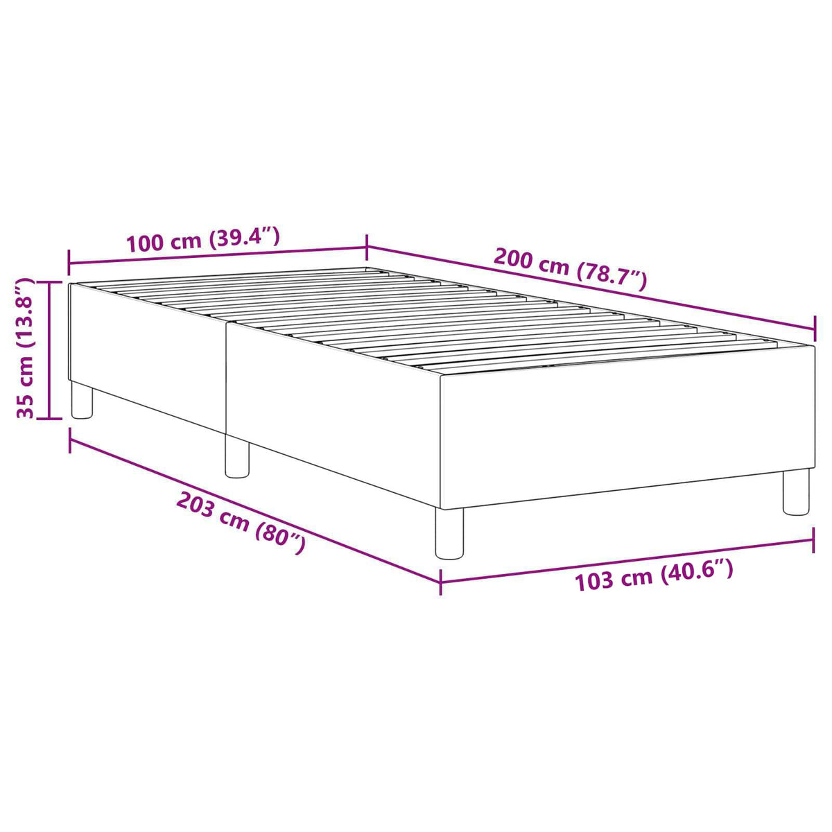 Krevetna platforma Krema 100 x 200 cm Kordura tekstil