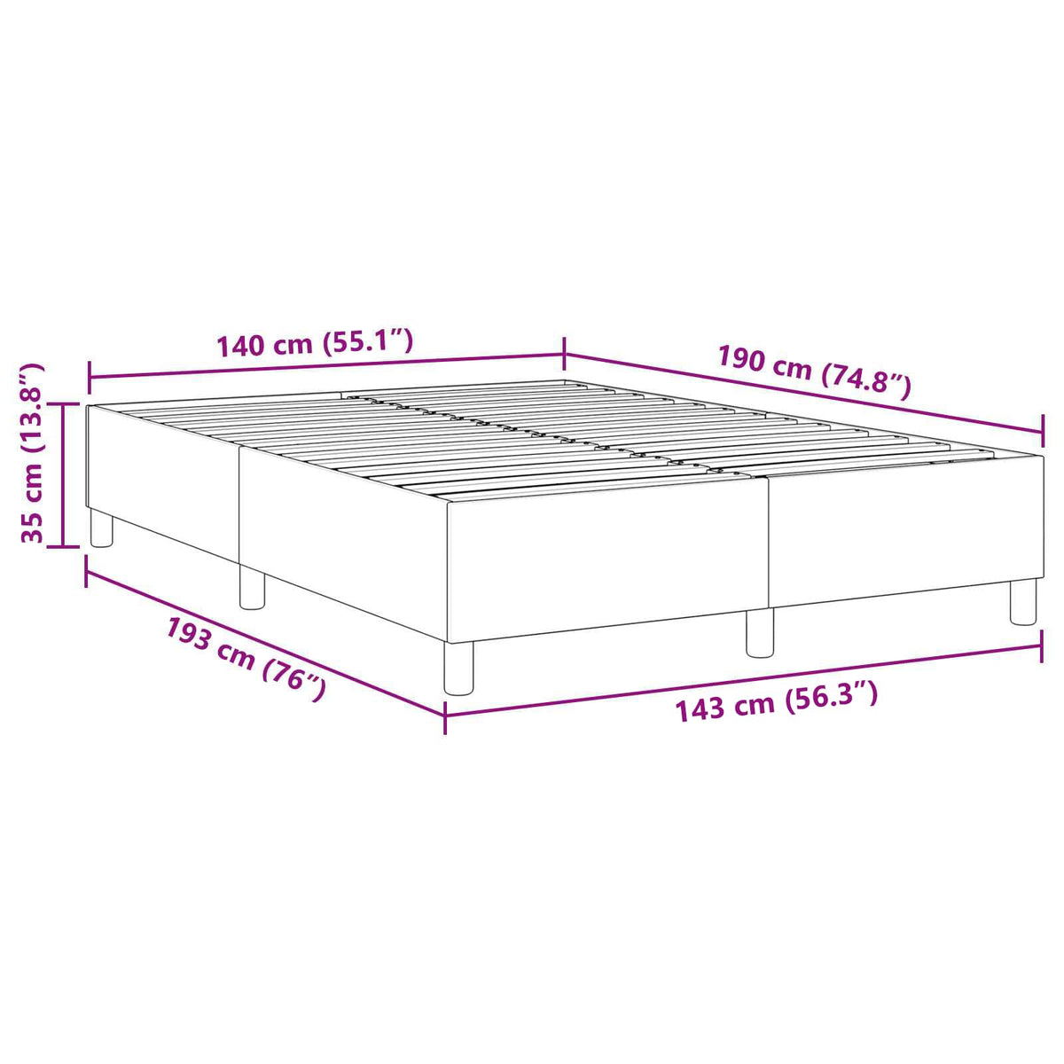Krevetna platforma Plava 140 x 190 cm Kordura tekstil