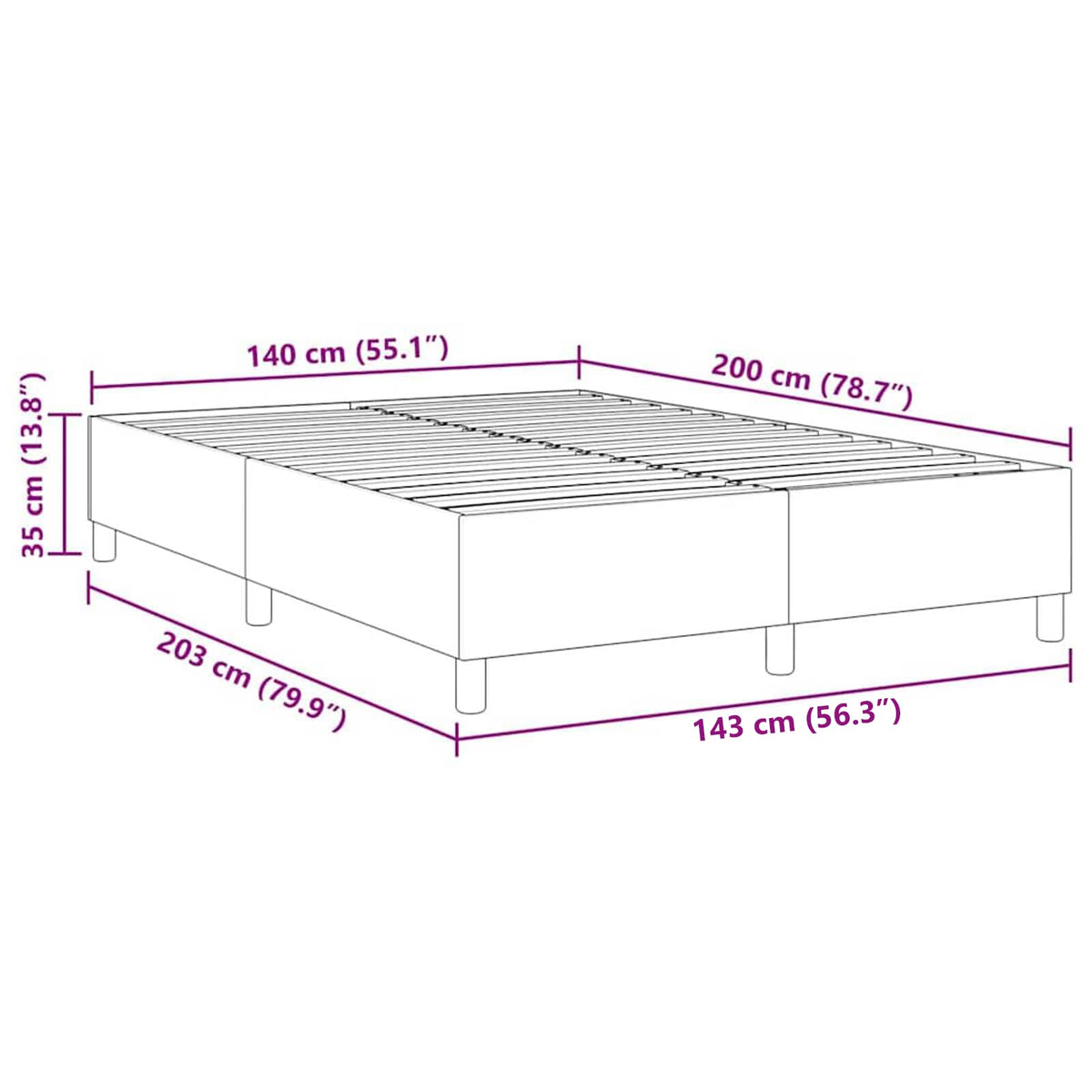 Krevetna platforma Tamno siva 140 x 200 cm Kordura tekstil
