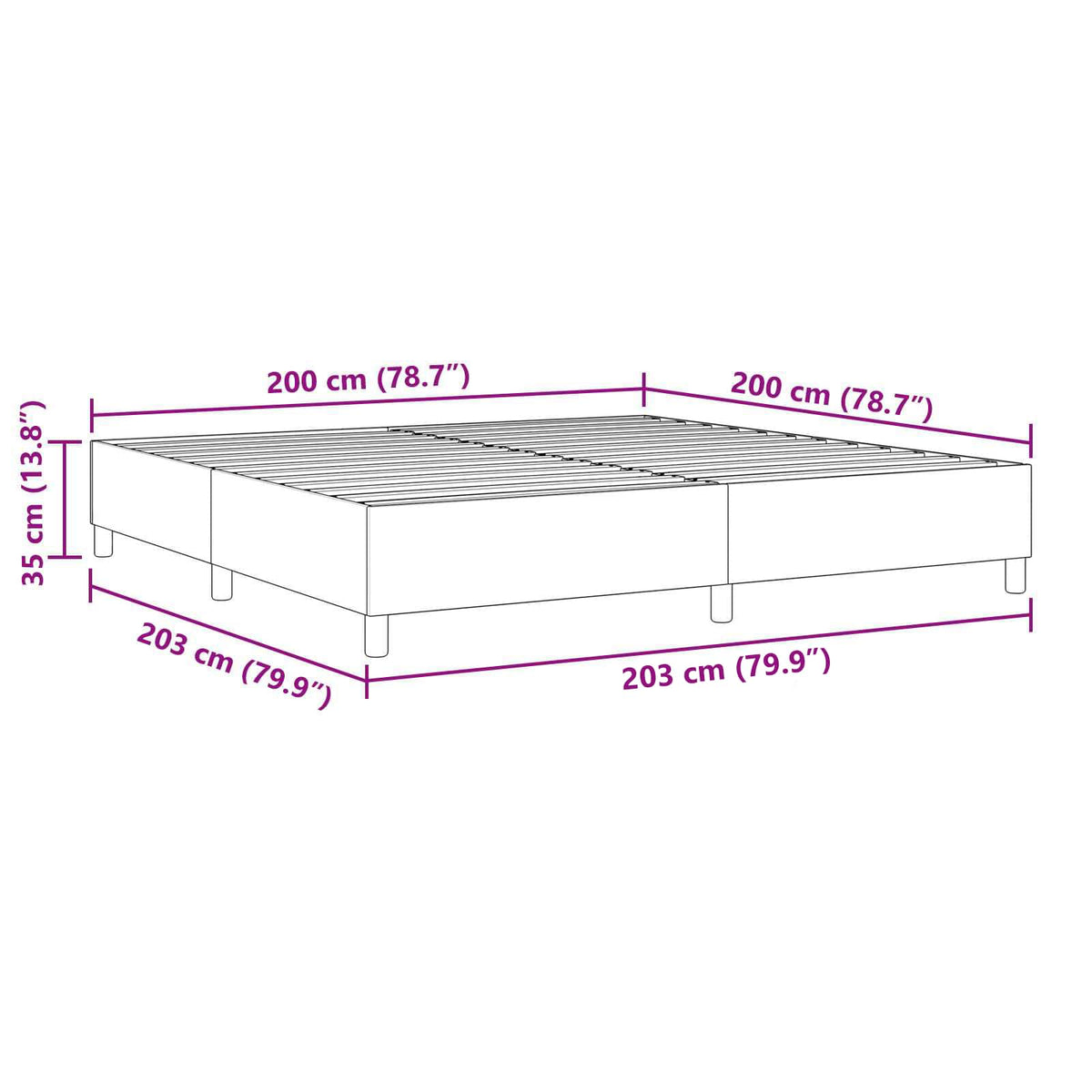 Krevetna platforma Krema 200 x 200 cm Kordura tekstil