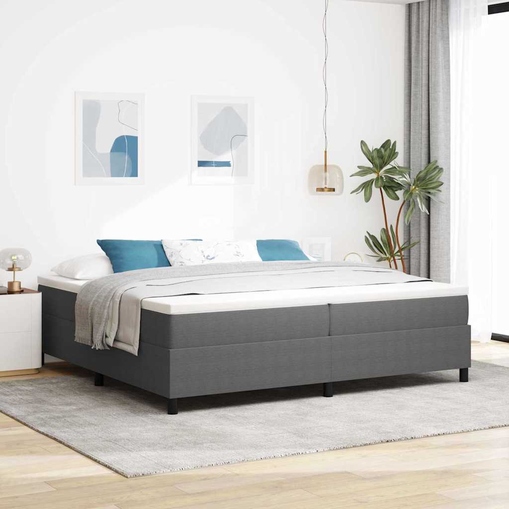 Krevet s opruga kutije Svijetlo siva i bijela. 200 x 200 cm