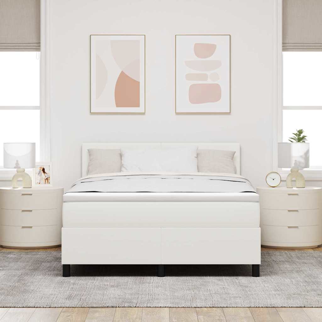 Krevet s opruga kutije s uzglavljem Krema i bijela 160 x 200 cm