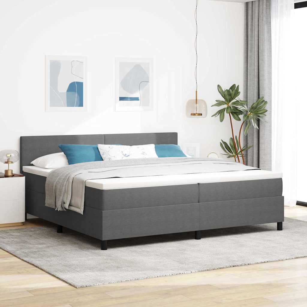 Krevet s opruga kutije Svijetlo siva i bijela. 200 x 200 cm