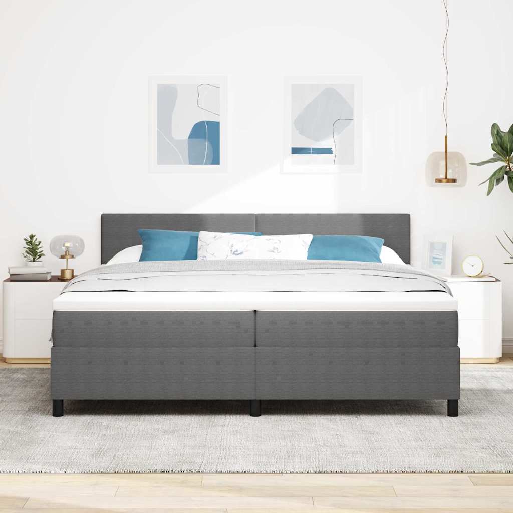 Krevet s opruga kutije Svijetlo siva i bijela. 200 x 200 cm