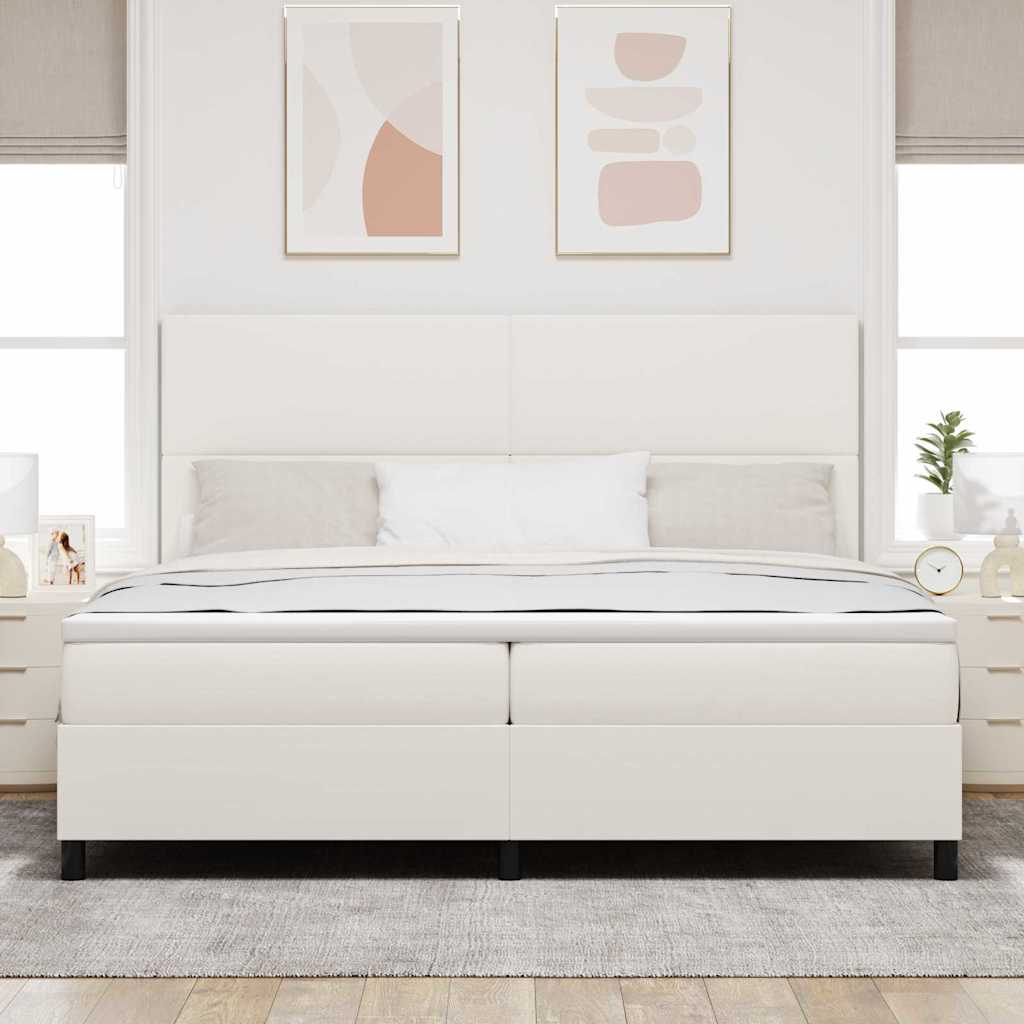 Krevet s opruga kutije s uzglavljem Krema i bijela 200 x 200 cm