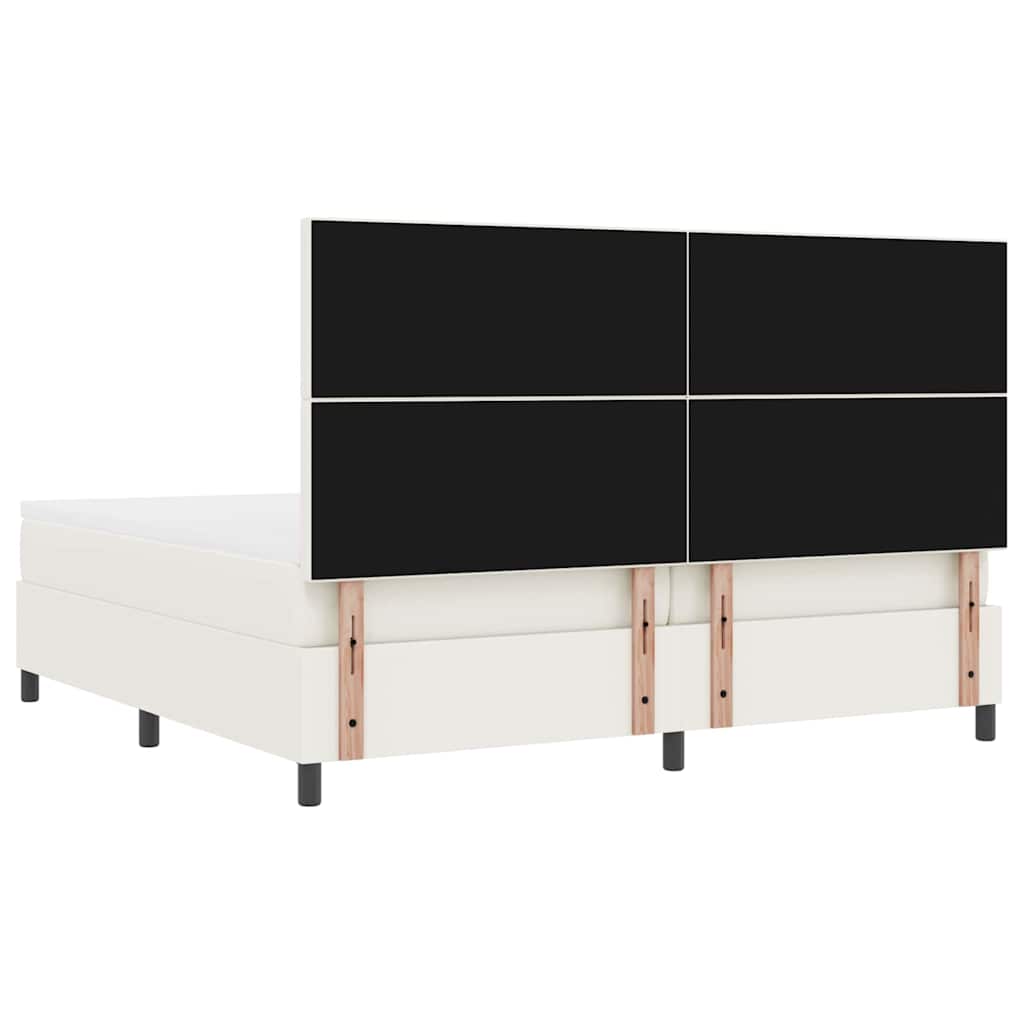 Krevet s opruga kutije s uzglavljem Krema i bijela 200 x 200 cm