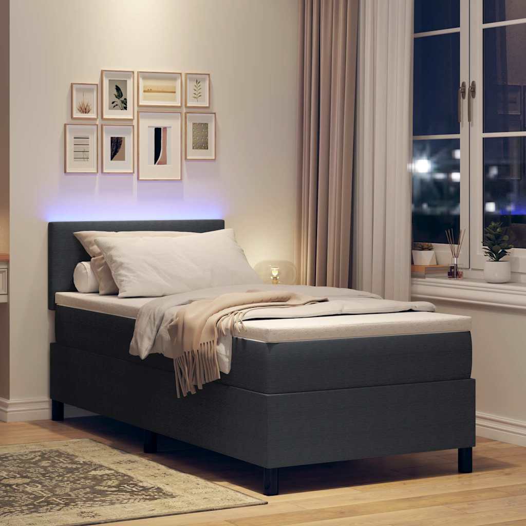 LED Box Spring Krevet Tamno siva i bijela 80 x 200 cm