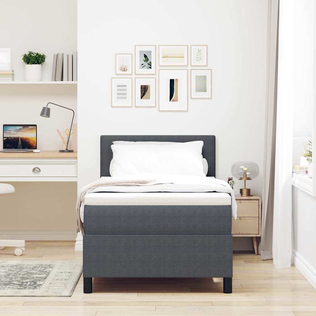 LED Box Spring Krevet Tamno siva i bijela 80 x 200 cm