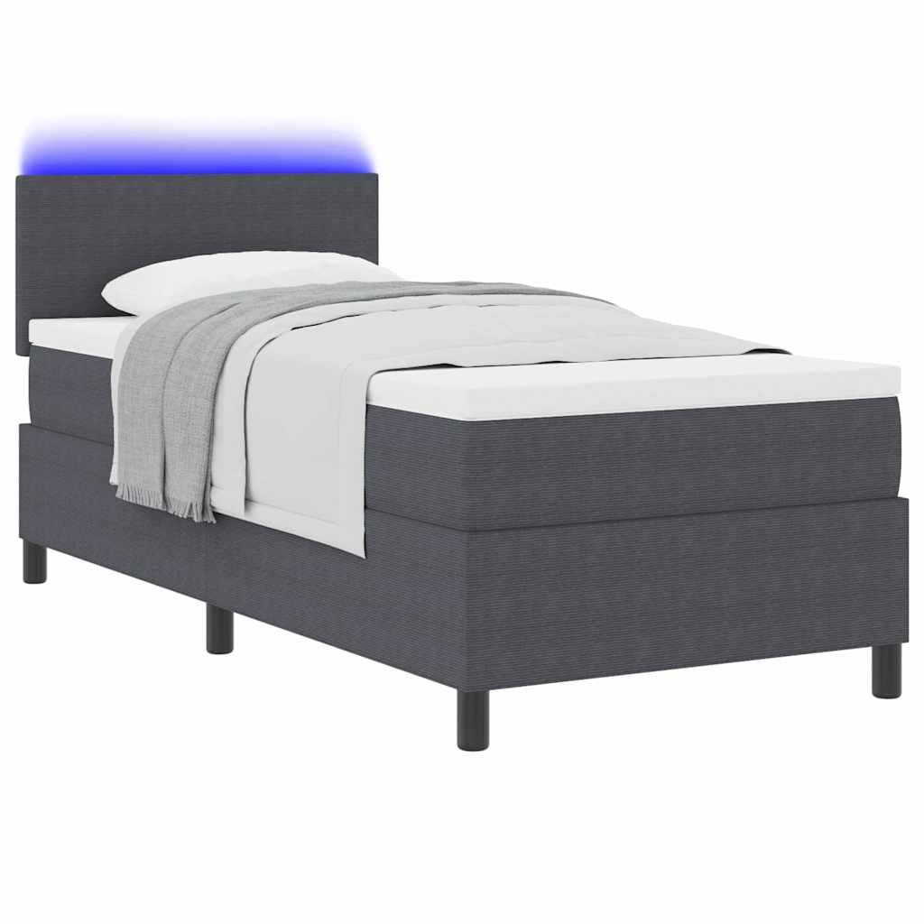 LED Box Spring Krevet Tamno siva i bijela 80 x 200 cm