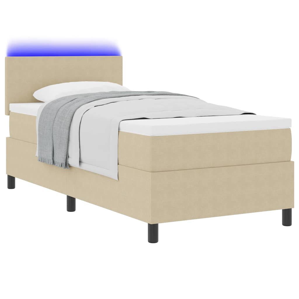 LED Box Spring Krevet Svijetlo siva i bijela. 80 x 200 cm